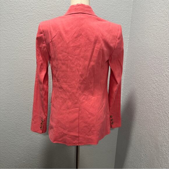 A.L.C. Size 0 Coral Donovan Linen Blend Blazer Jacket Preppy Heritage Old Money - Picture 4 of 14